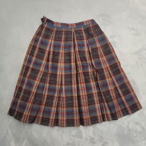 VTG Kerrybrooke Sears Plaid Pleated Skirt Womens 26 Multicolor Academic Made USA